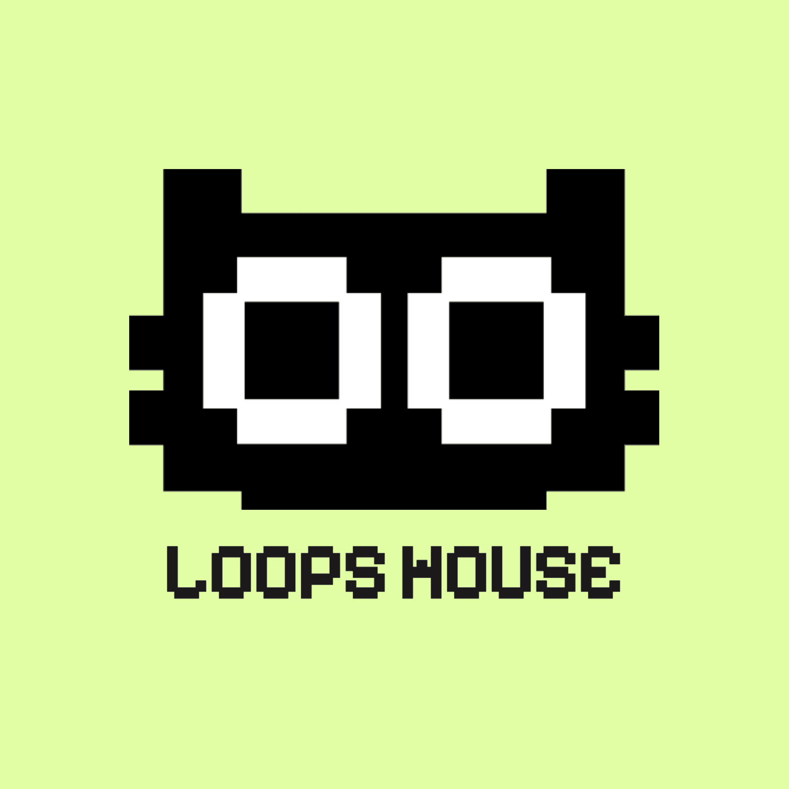 Loops House logo, Black on lemon