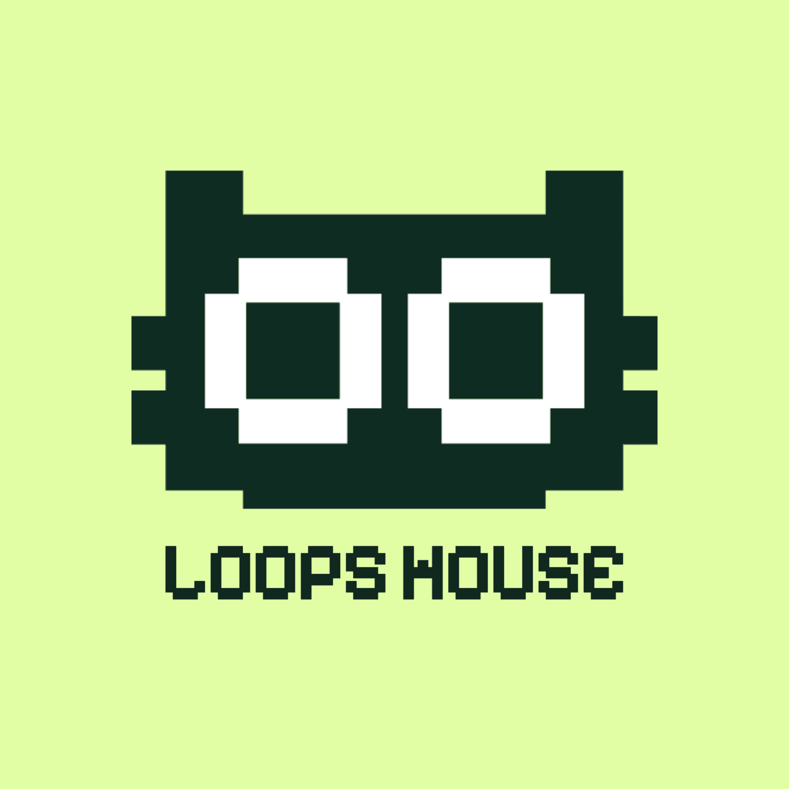 Loops House logo, Green on lemon