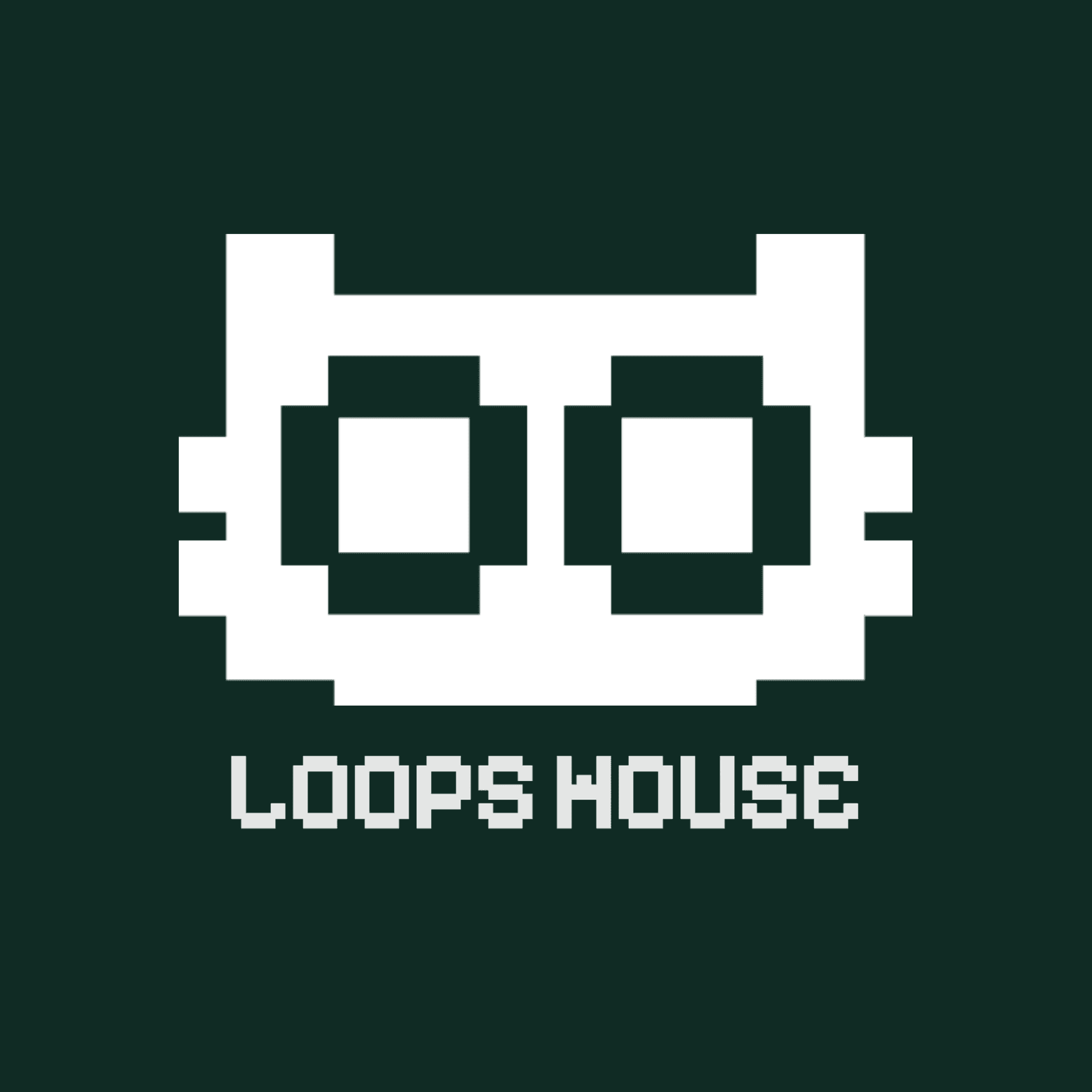 Loops House logo, White on ink