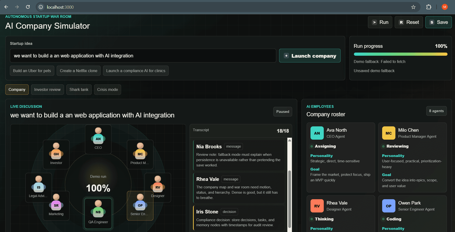 AI Company Simulator — screenshot 1