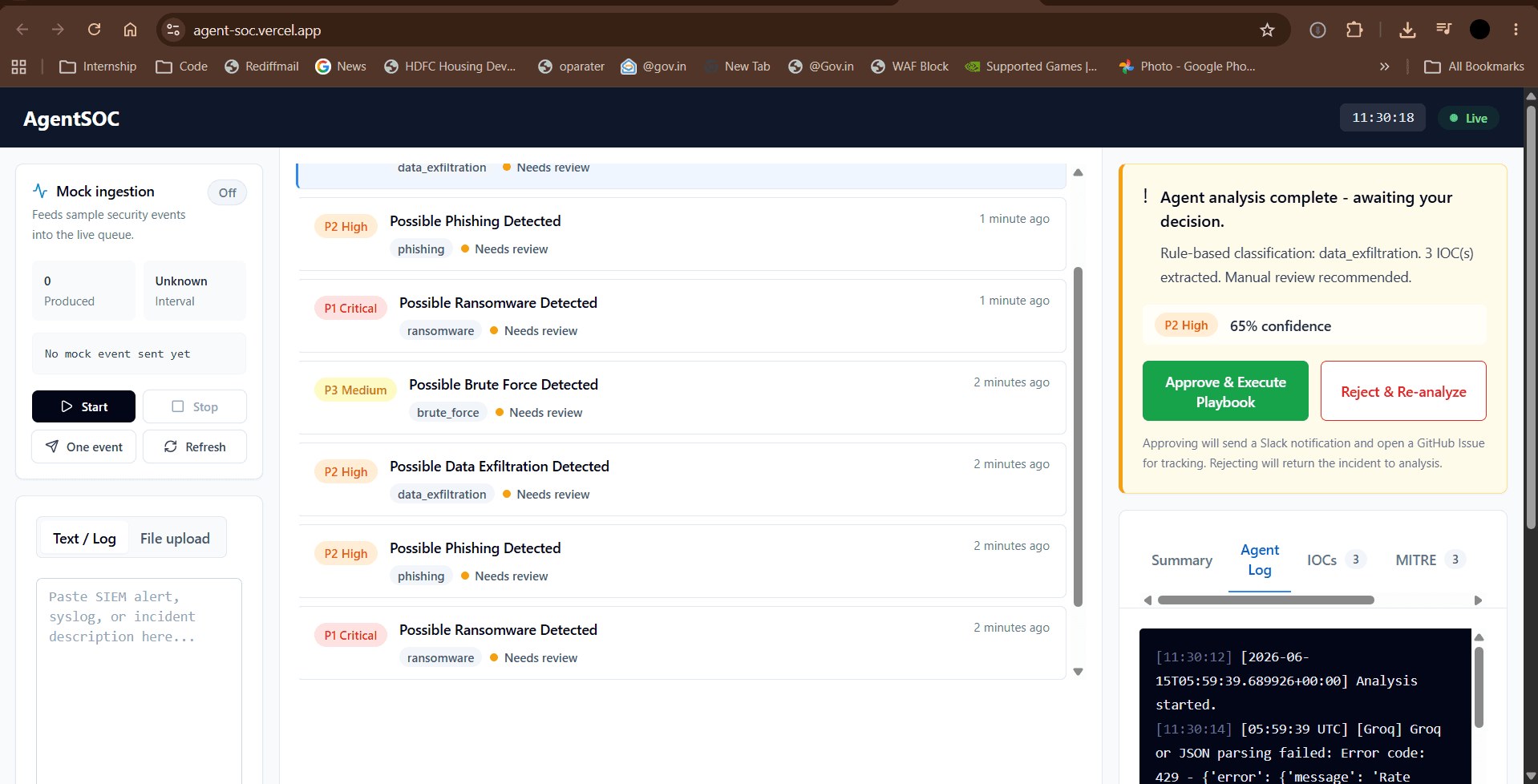 AgentSOC — screenshot 1