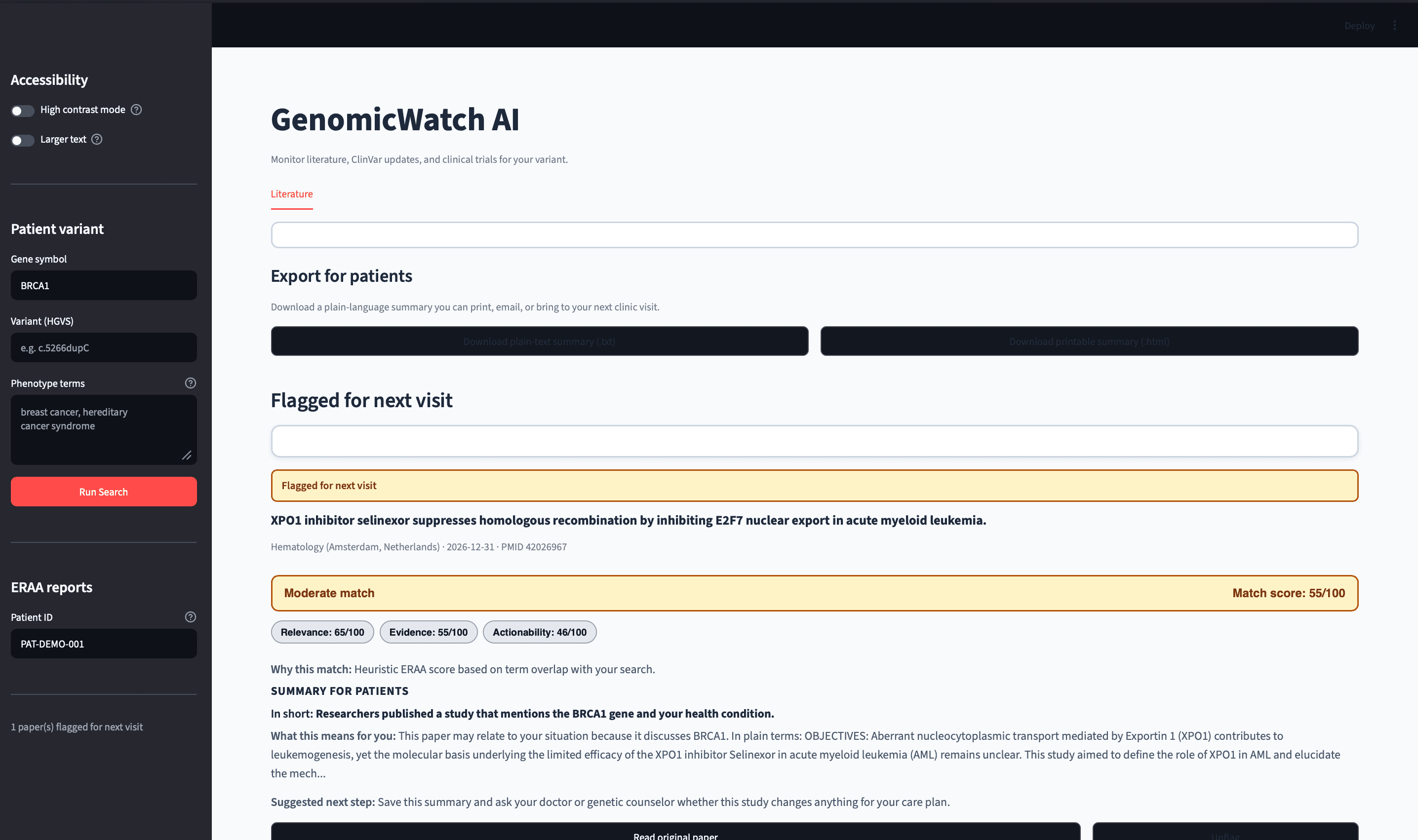 GenomicWatch — screenshot 1