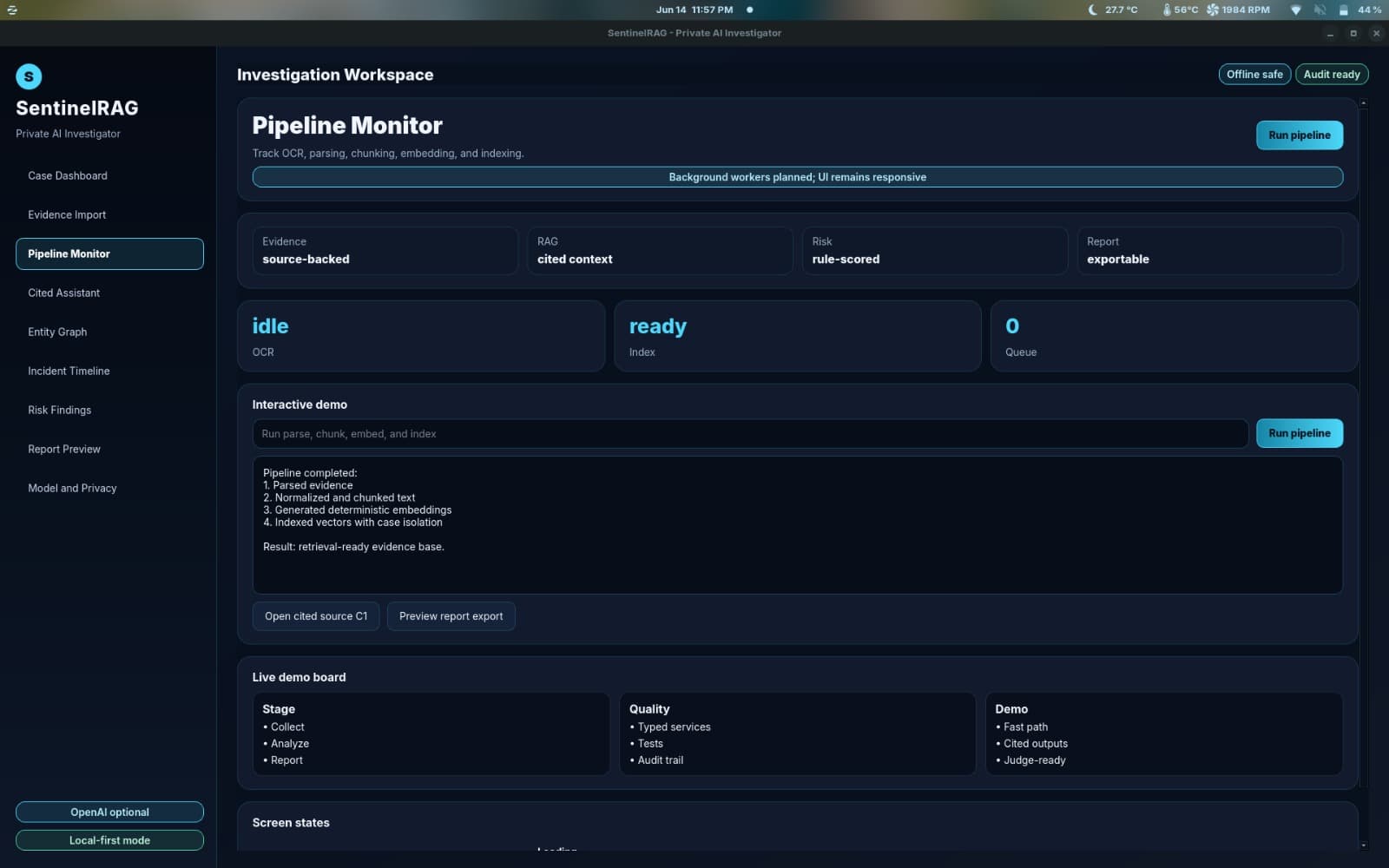 SentinelRAG — The Evidence Engine — screenshot 3