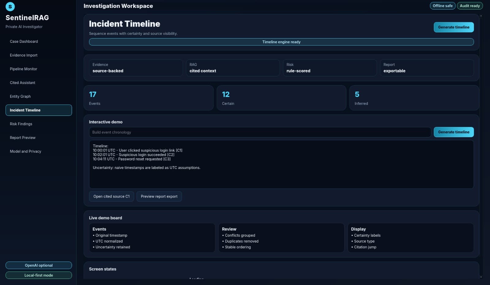 SentinelRAG — The Evidence Engine — screenshot 1