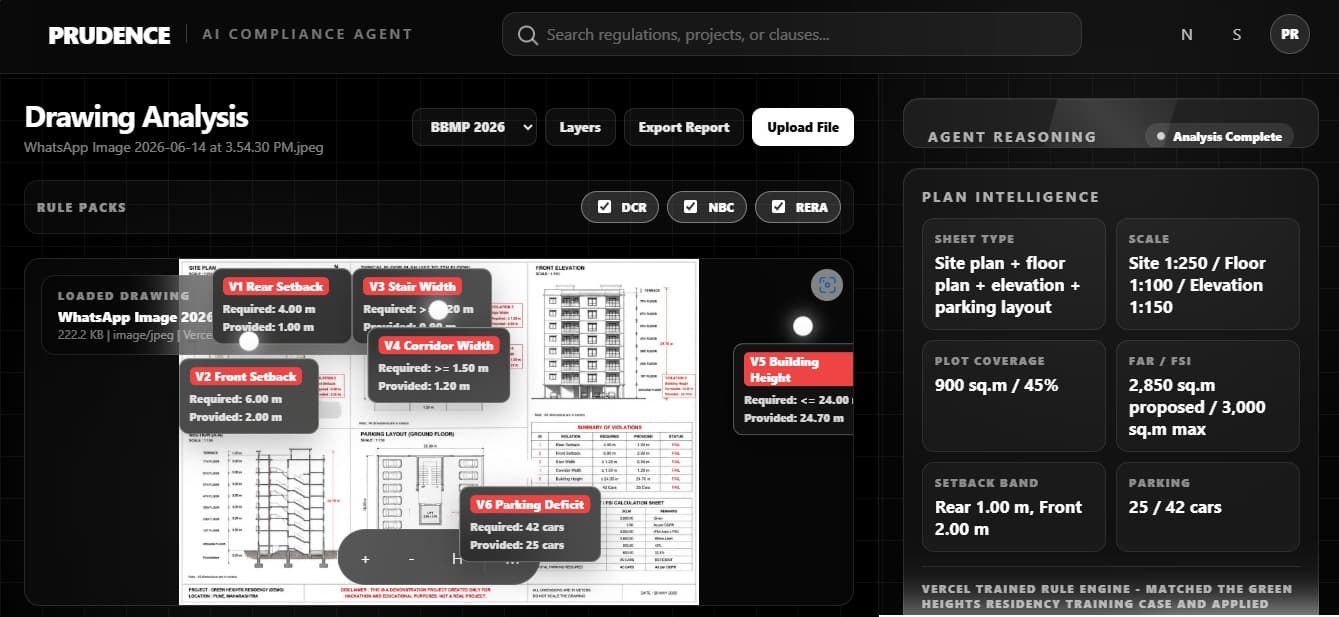 PRUDENCE (PRudential Urban Development Compliance Engine) — screenshot 1